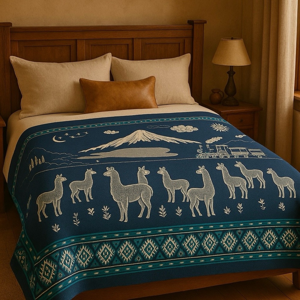 Casa De Alpaca Wool HandmadeReversible Ecuadorean Blanket NativePatterns#1201258
